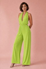 Halterhals jumpsuit med bar ryg