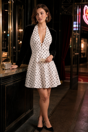 Robe à pois col licou | Deuxième photo lifestyle | Lounelle Paris