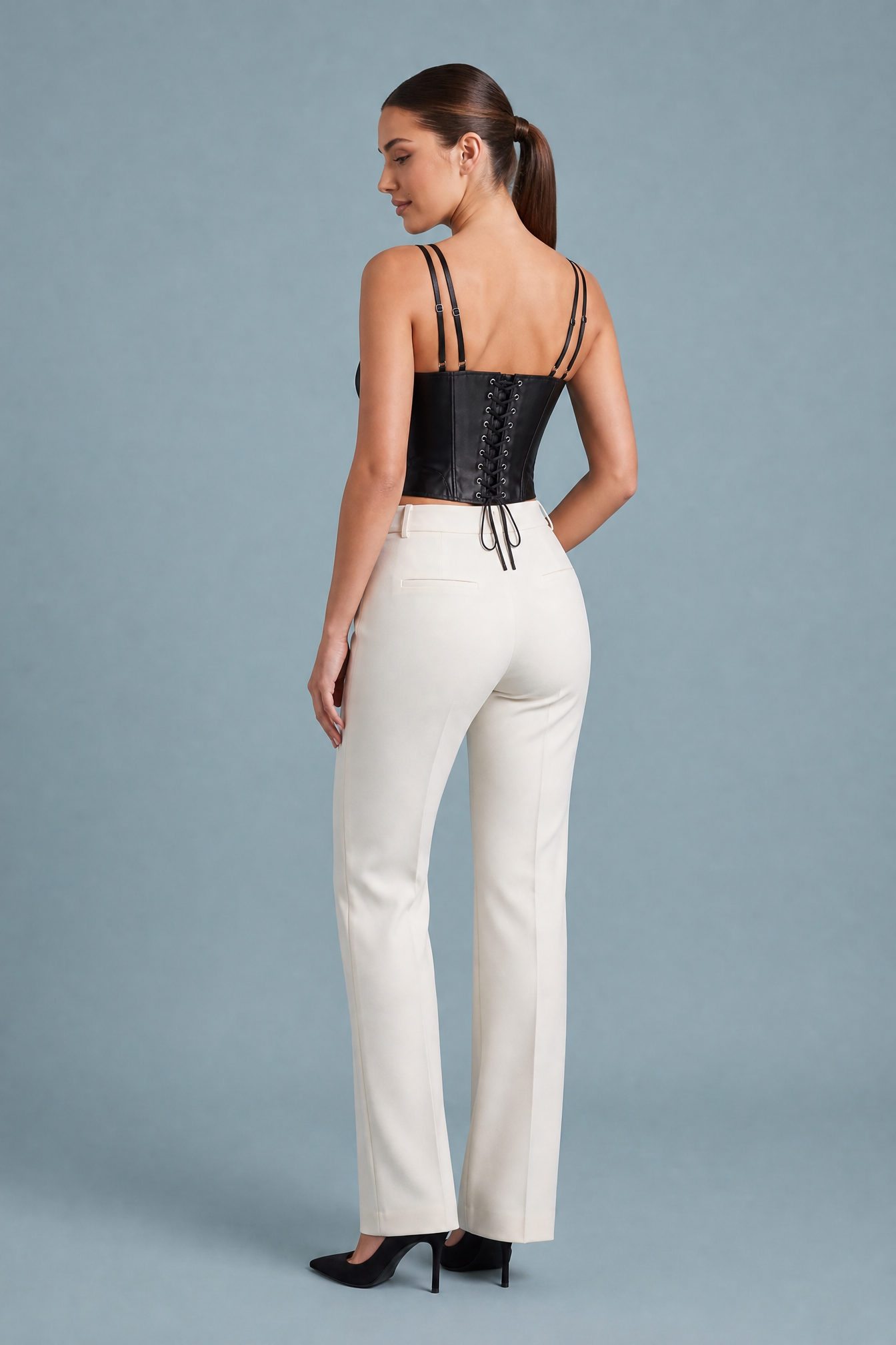 Corset satiné dos lacé | Vue de dos | Lounelle Paris