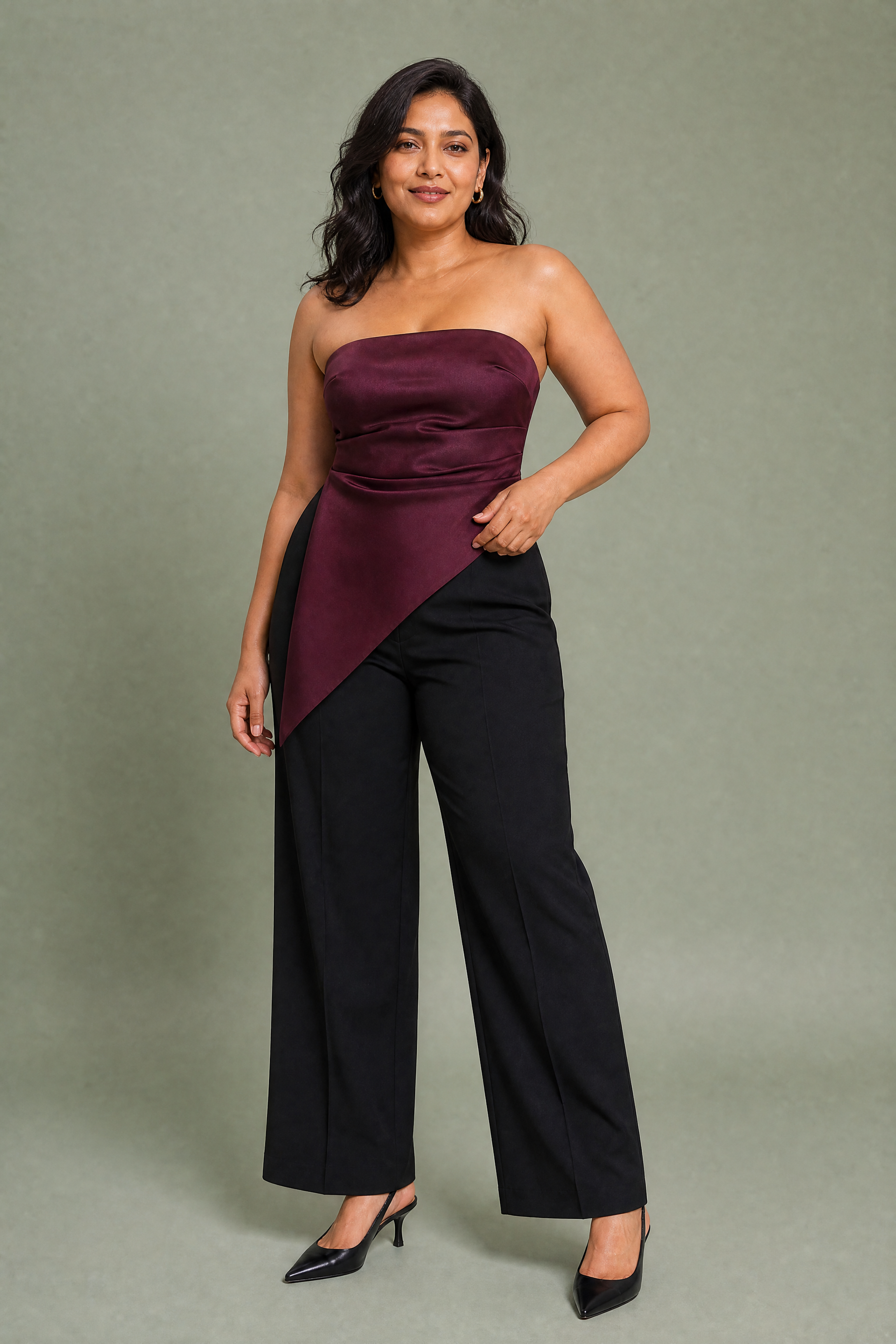 Top bustier froncé asymétrique | Porté sur une autre silhouette | Lounelle Paris