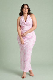 Robe longue dos nu imprimée | Porté sur une silhouette plus ronde | Lounelle Paris