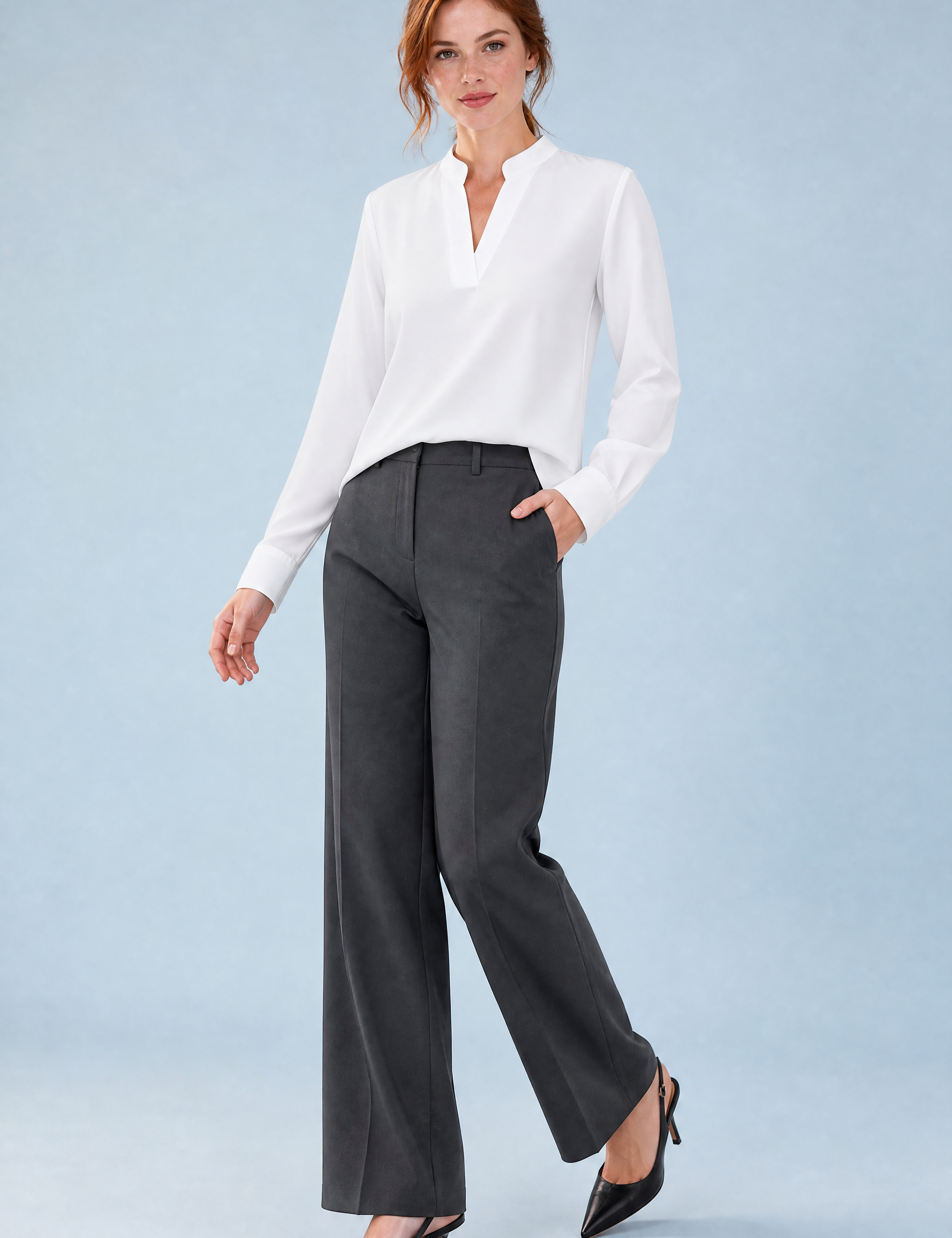 Blouse fluide col en V | Vue de face | Lounelle Paris