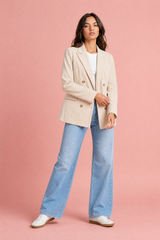 Blazer velour côtelé mellemlang