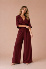 Højtaljet V-udskæring jumpsuit