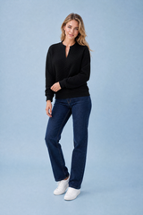 Strikket V-hals sweatshirt
