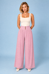 Pantalon large plissé med høj talje