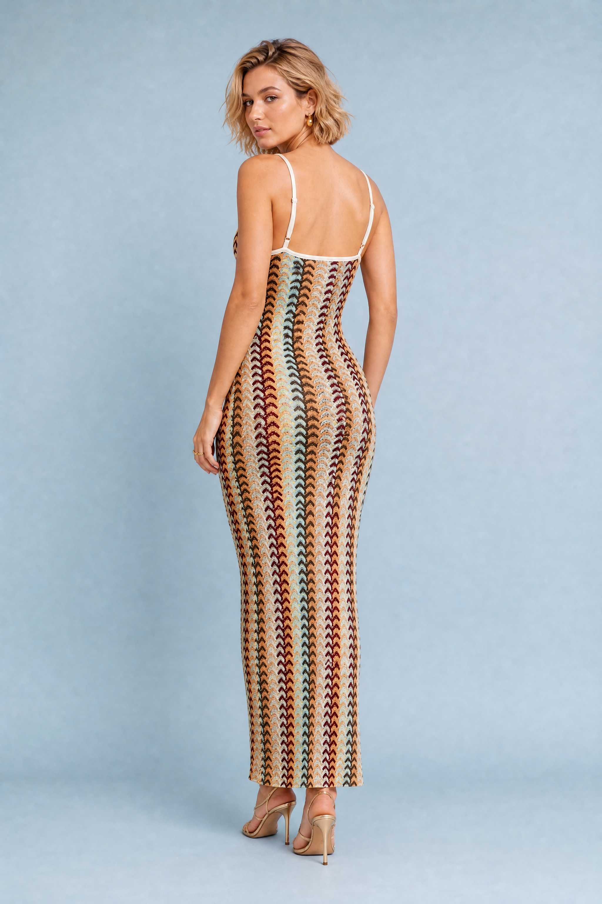 Robe longue rayé dos ouvert | Vue de dos | Lounelle Paris
