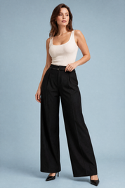 Pantalon large taille haute | Vue de face | Lounelle Paris