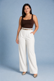 Pantalon fluide taille haute jambe large | Porté sur une autre silhouette | Lounelle Paris