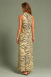 Robe longue imprimé zèbre col écharpe | Vue de dos | Lounelle Paris