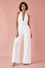 Halterhals jumpsuit med bar ryg