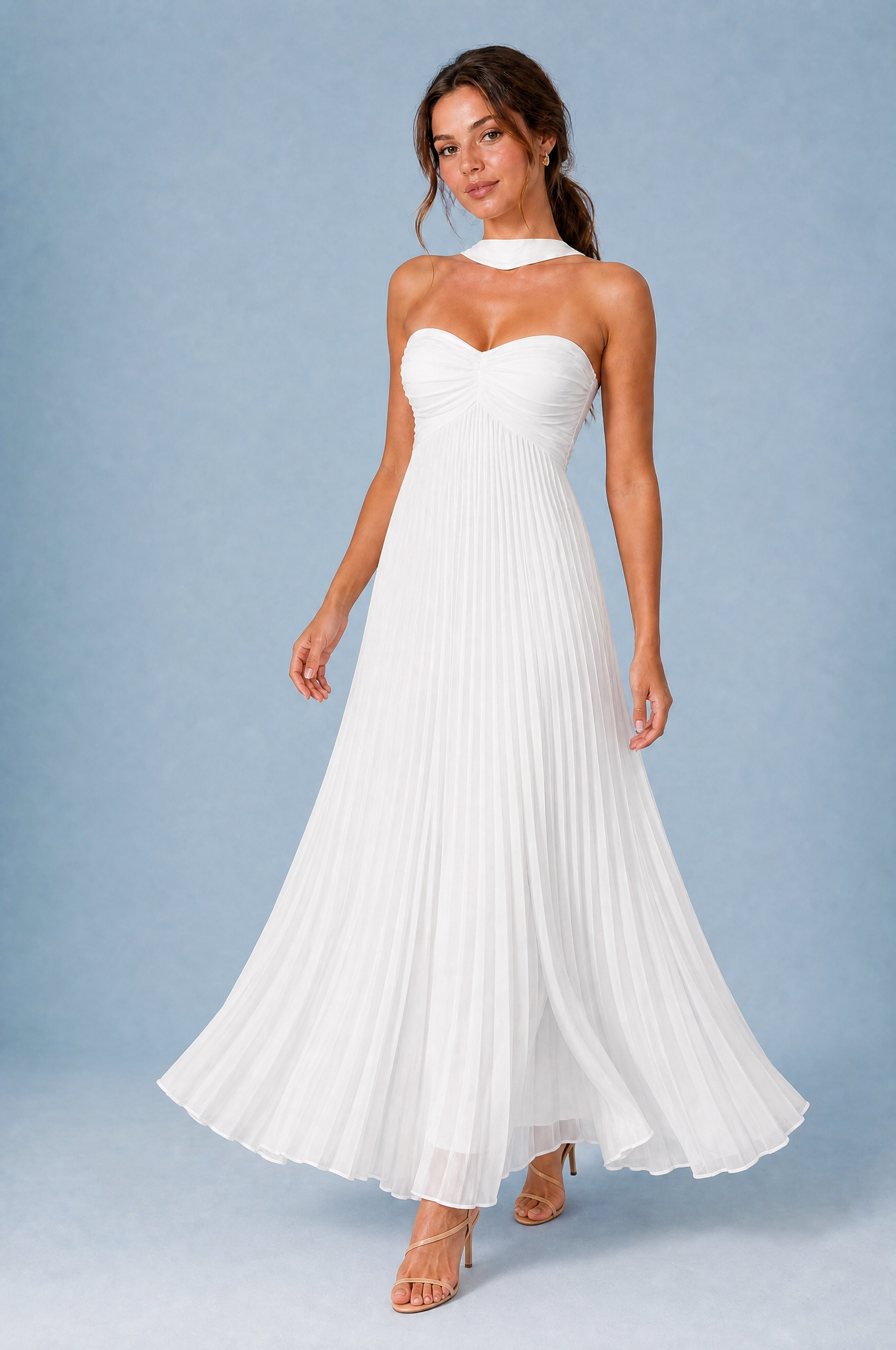 Robe longue plissée dos nu | Vue en mouvement | Lounelle Paris