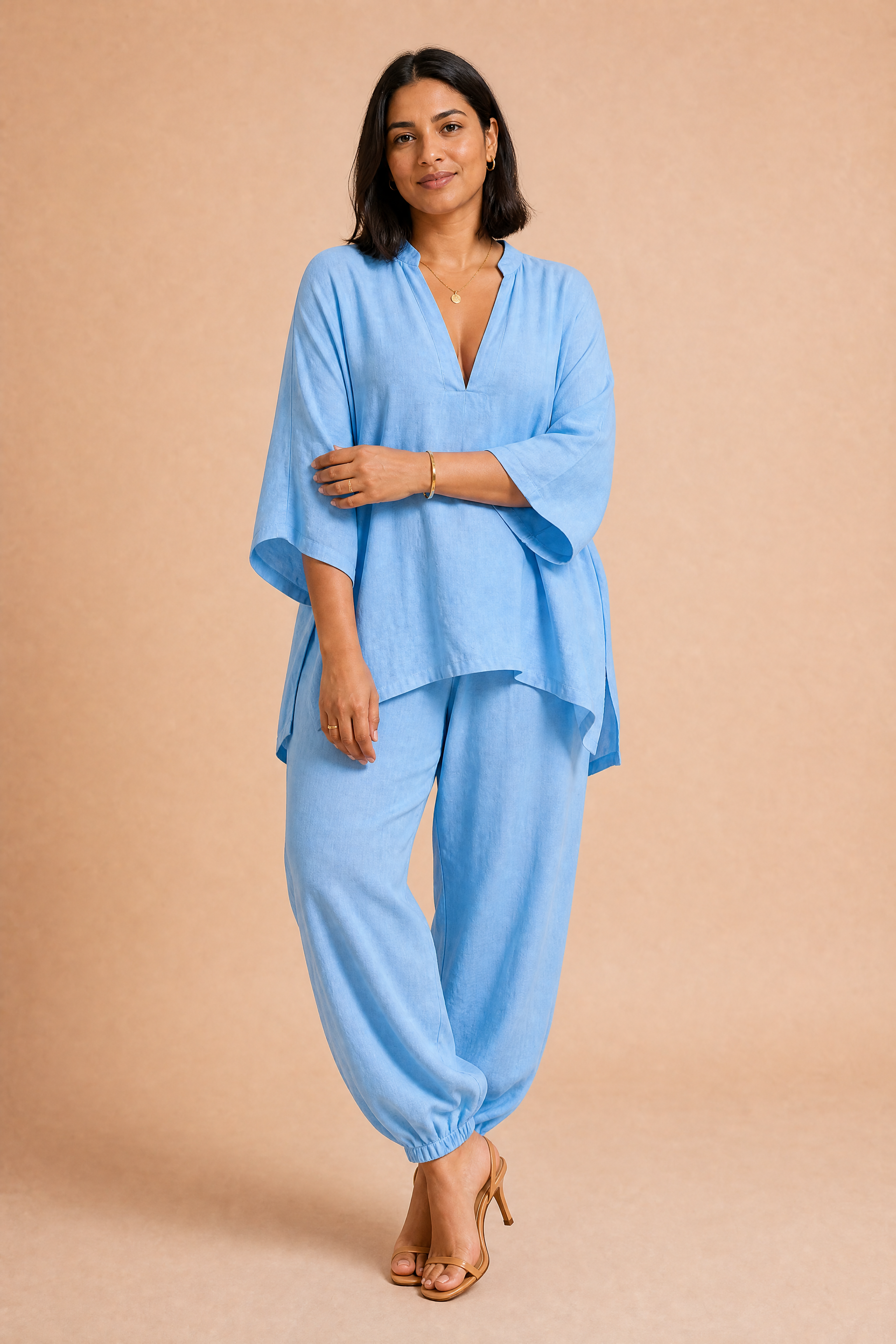 Ensemble fluide col V | Porté sur une autre silhouette | Lounelle Paris