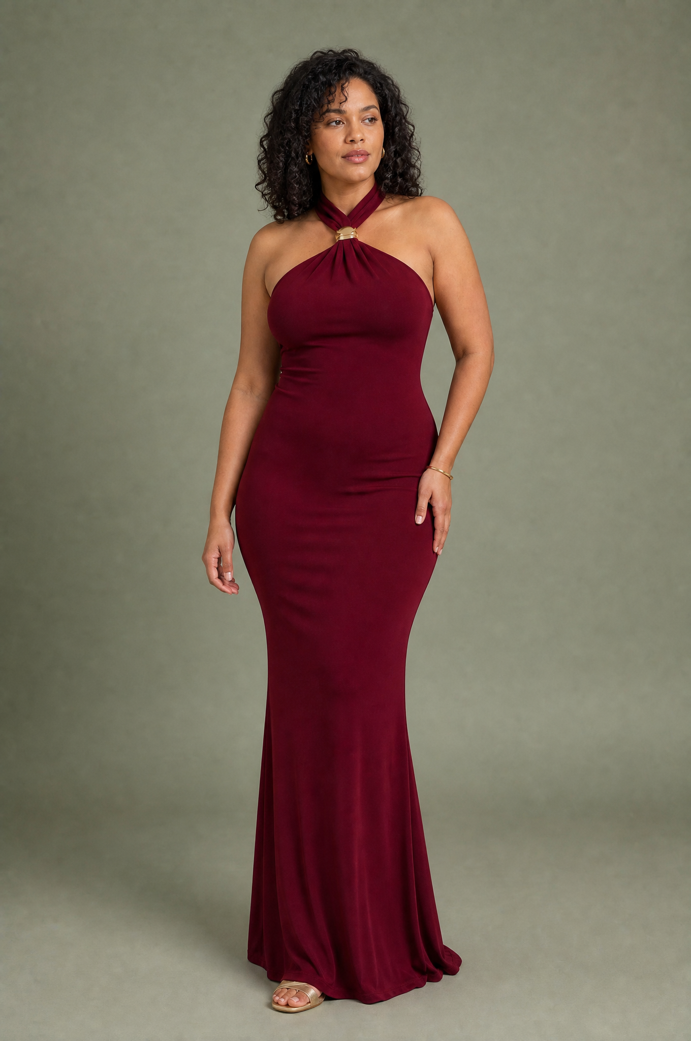 Robe longue ajustée col licou | Porté sur une autre silhouette | Lounelle Paris