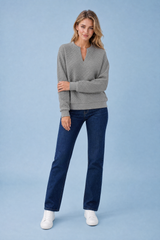 Strikket V-hals sweatshirt