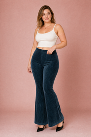 Pantalon gris foncé taille haute évasé | Porté sur une autre silhouette | Lounelle Paris