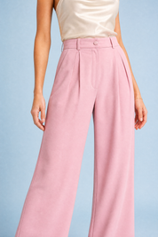 Pantalon large taille haute fluide | Vue rapprochée | Lounelle Paris