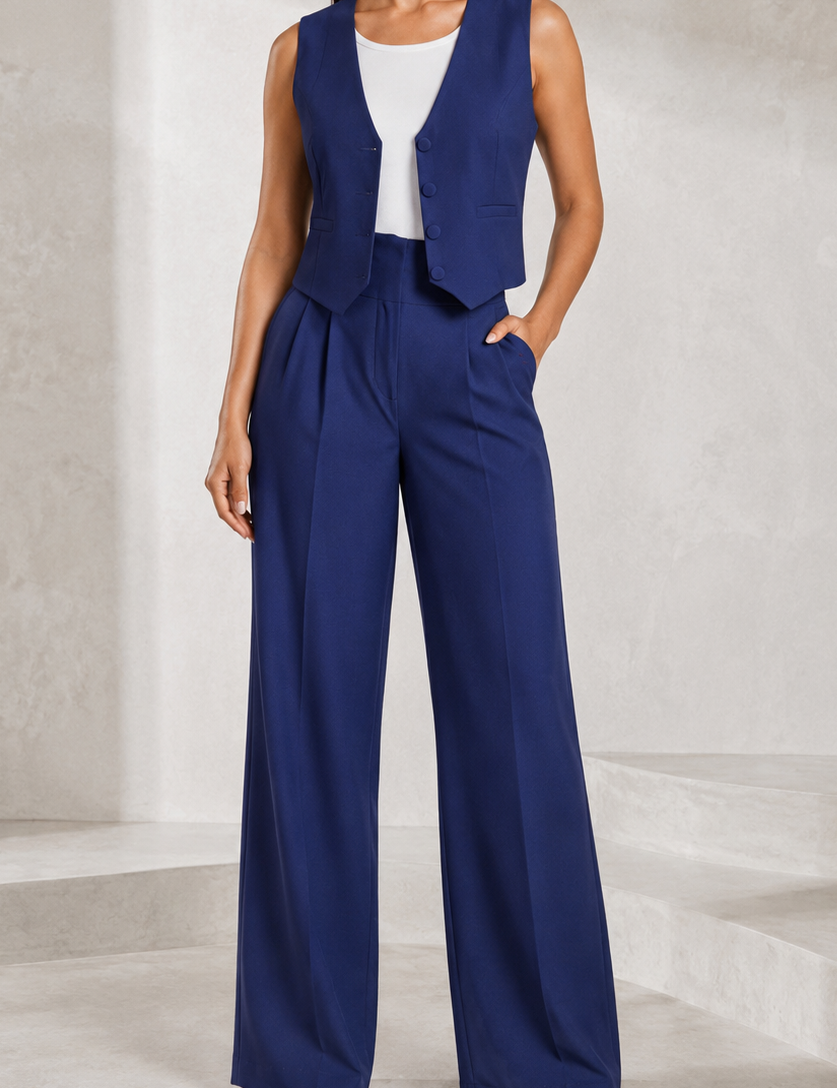 Ensemble gilet col V pantalon large | Lounelle Paris