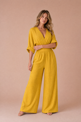 Højtaljet V-udskæring jumpsuit