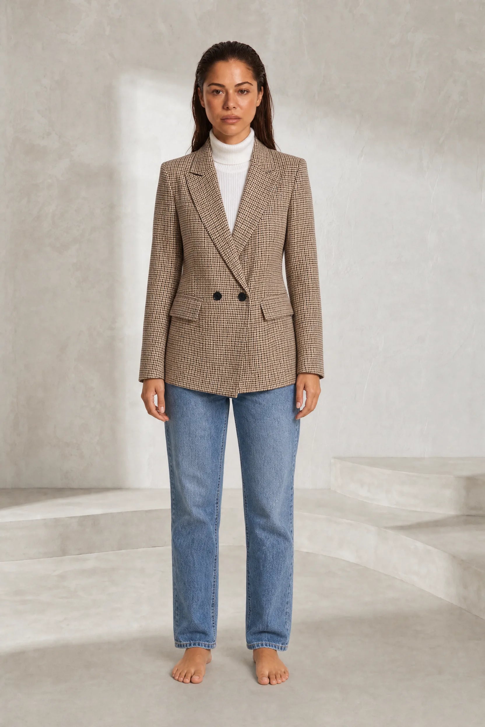Blazer ajusté motif pied-de-poule | Lounelle Paris