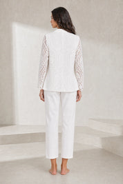 Blazer blanc ajouré mi-long | Lounelle Paris