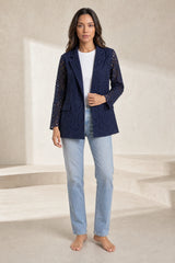 Blazer blanc ajouré mi-long