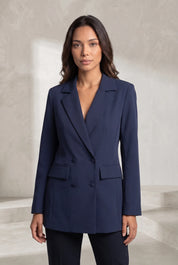 Blazer bleu marine ajusté double boutonnage | Lounelle Paris