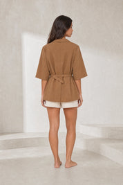 Blazer brun ample ceinturé | Lounelle Paris