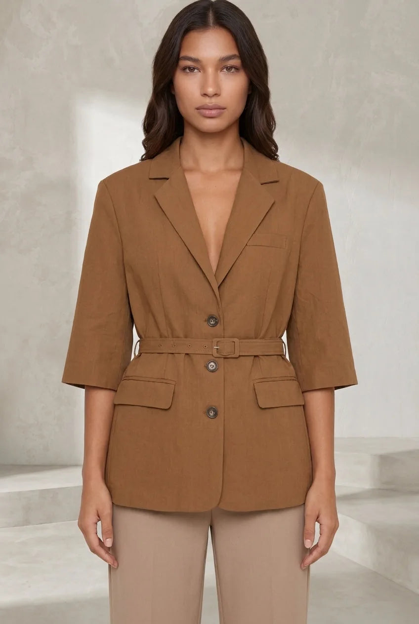 Blazer brun ample ceinturé | Lounelle Paris