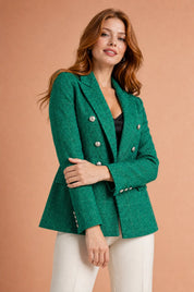 Blazer croisé en tweed | Vue rapprochée | Lounelle Paris