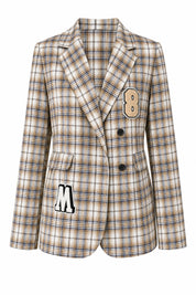 Blazer marron à carreaux | Lounelle Paris
