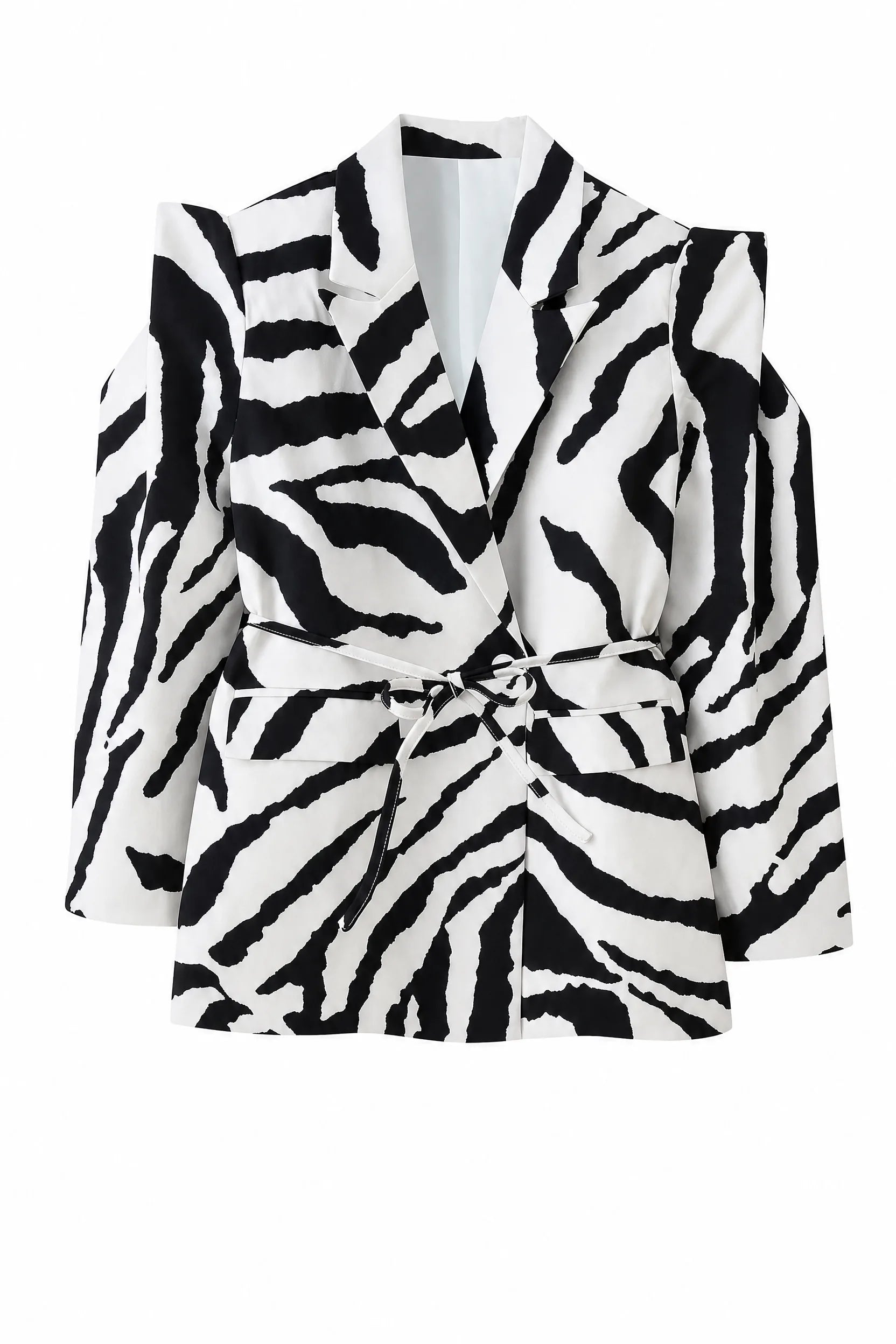 Blazer zébré col V ceinturé | Lounelle Paris