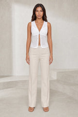 Blouse blanche col V dentelle