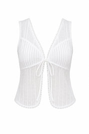 Blouse blanche col V dentelle | Lounelle Paris