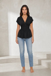 Blouse col V taille cintrée | Lounelle Paris