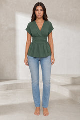 Blouse col V taille cintrée