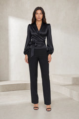 Blouse satinée cache-cœur
