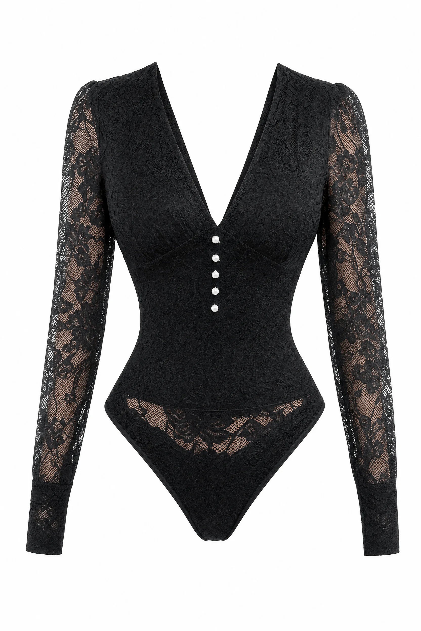 Body noir dentelle manches longues | Lounelle Paris