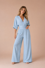 Højtaljet V-udskæring jumpsuit