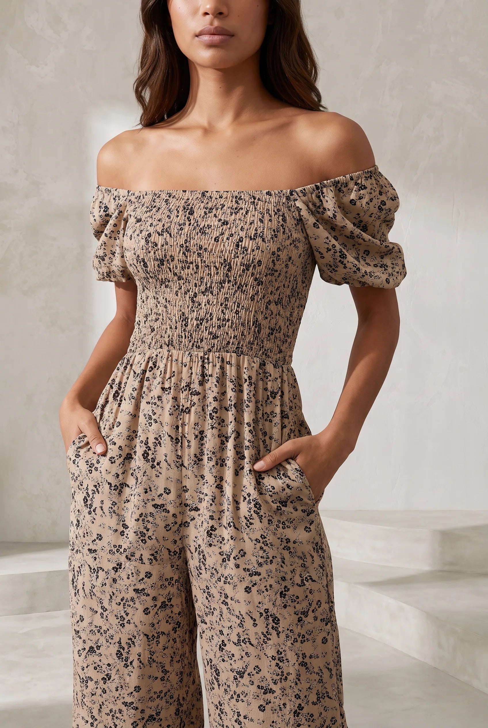 Combinaison abricot smockée dos nu | Lounelle Paris