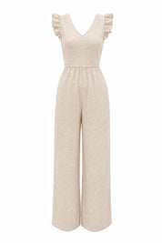 Combinaison abricot volants dos nu | Lounelle Paris