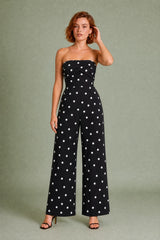 Bandeau-jumpsuit med prikker