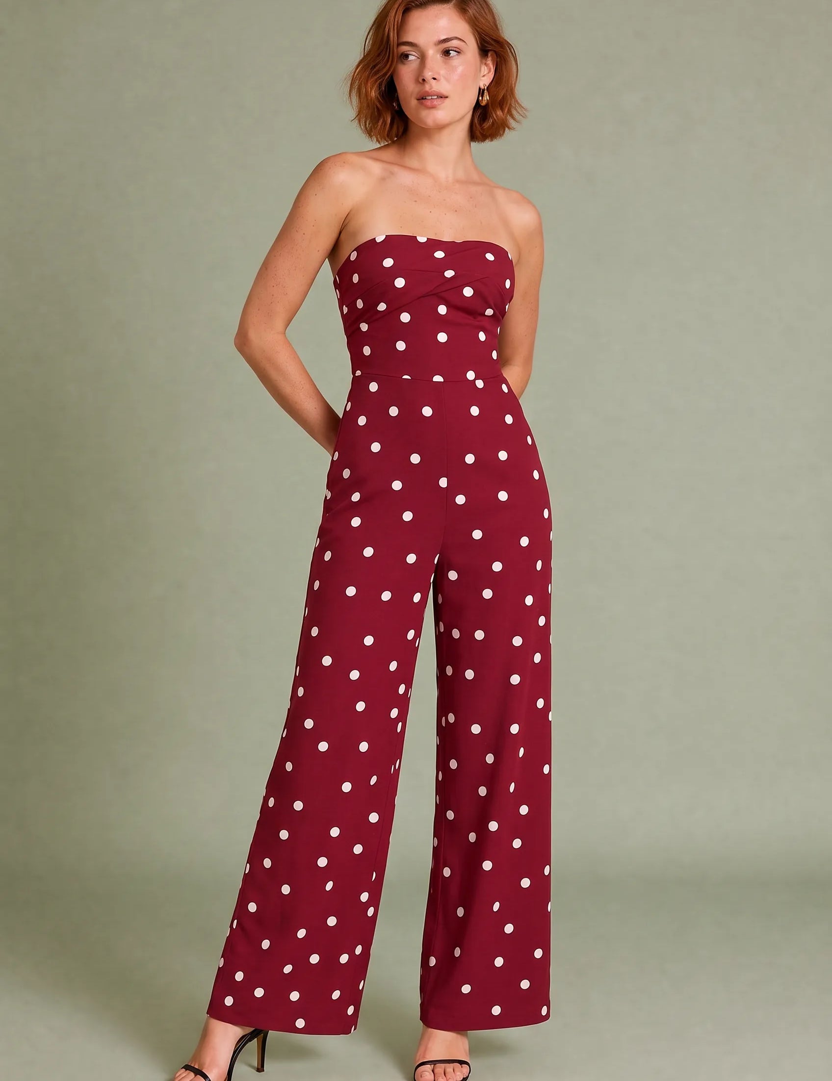 Combinaison bandeau à pois | Variante Bordeaux | Lounelle Paris