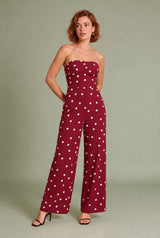 Bandeau-jumpsuit med prikker