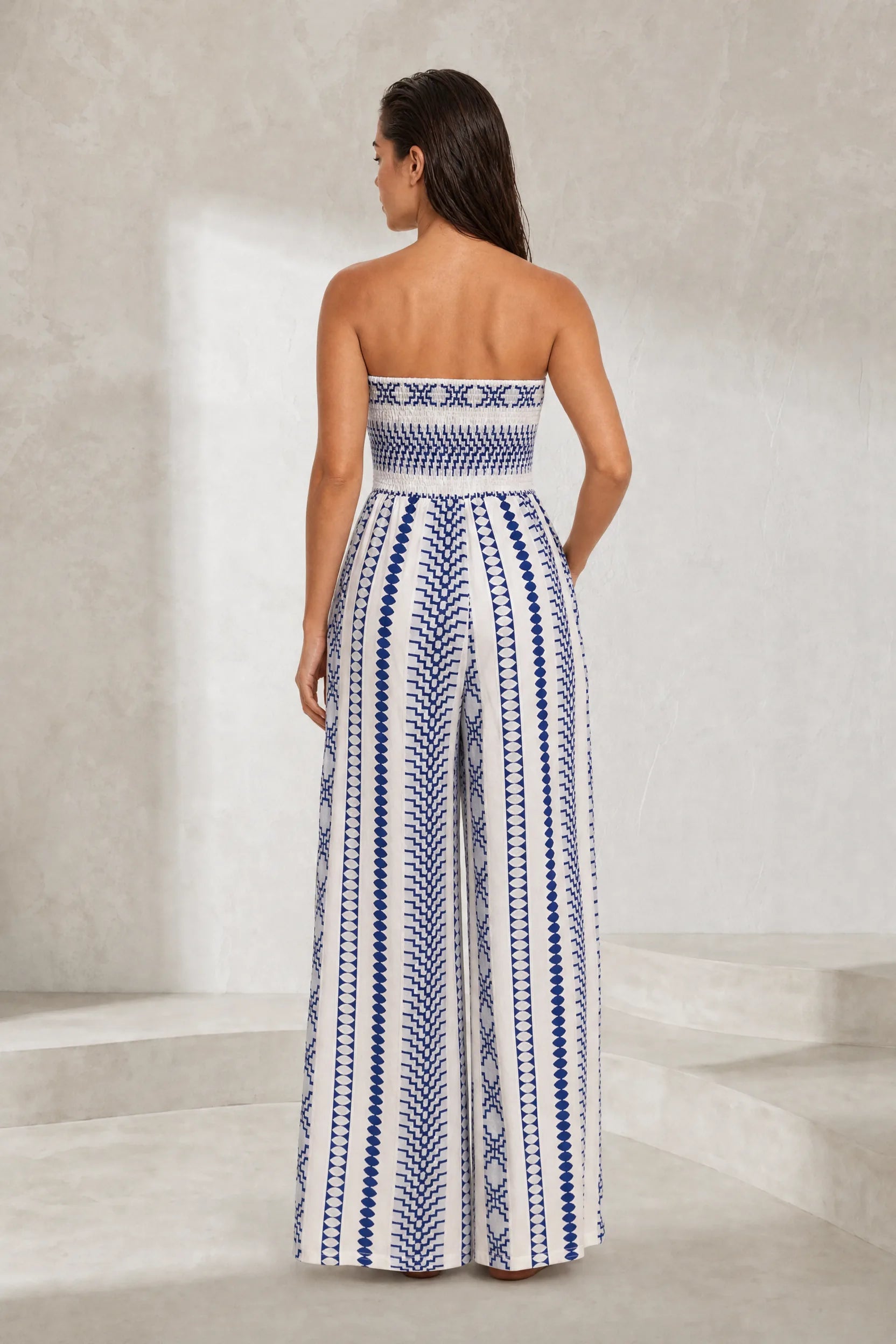 Combinaison blanche imprimée bandeau | Lounelle Paris