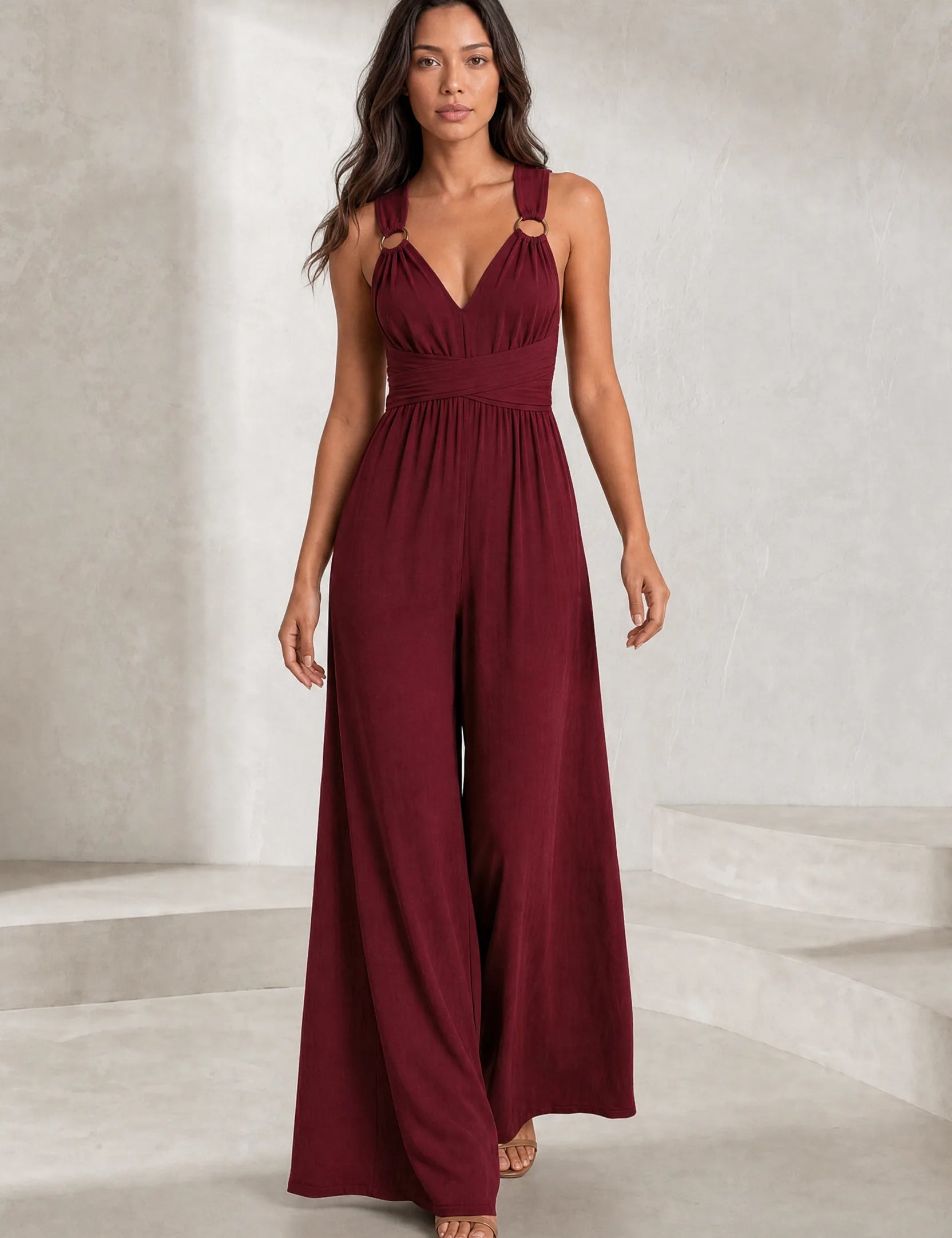 Combinaison bordeaux dos nu jambes larges | Lounelle Paris