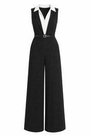Combinaison noire sans manches col revers | Lounelle Paris