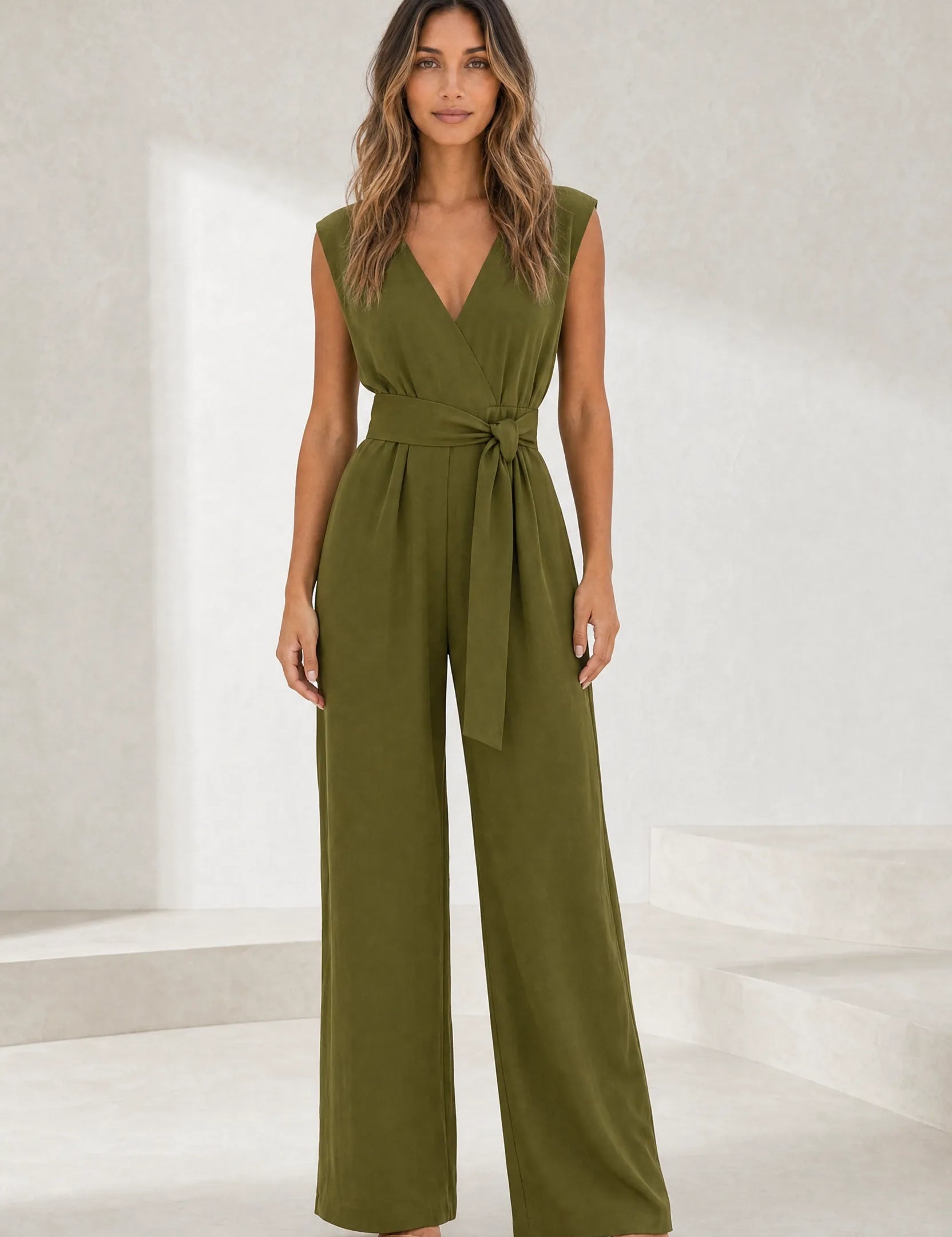 Combinaison pantalon fluide col V | Lounelle Paris