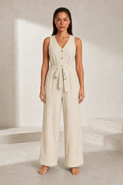 Combinaison rayée col V | Lounelle Paris