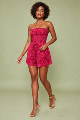 Tropisk printet bandeau-combishort